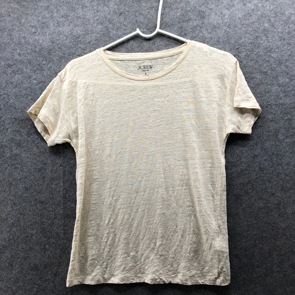 J. Crew 100% Linen Women's Short Sleeve Tee in Cream